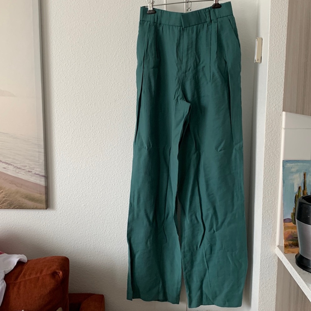 Zara XS Turquoise High Waisted Trousers